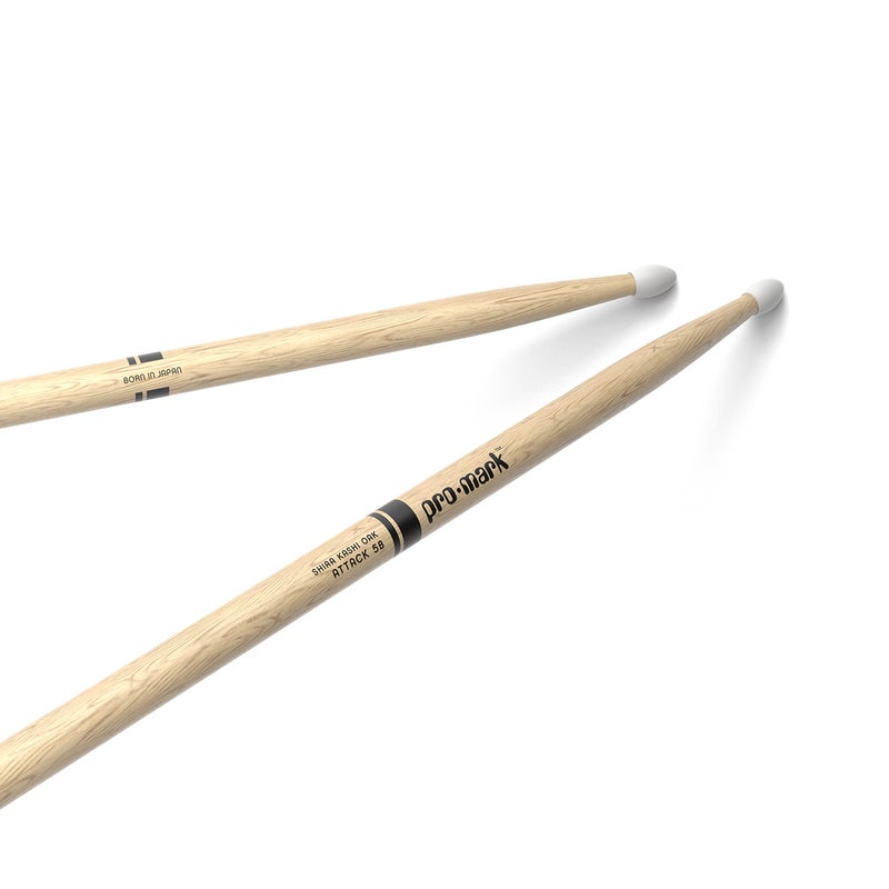ProMark Drum Sticks - Classic Attack 5B Shira Kashi Oak Drumsticks, Oval Nylon Tip, One Pair - Image 1